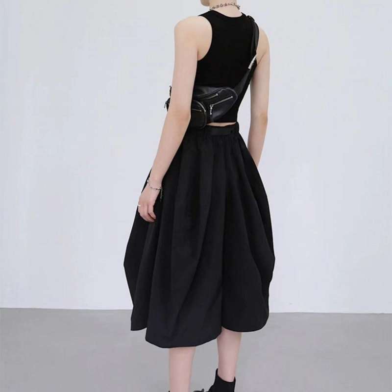 アウトドアファッション ウエストベルト付き バルーンロングスカート