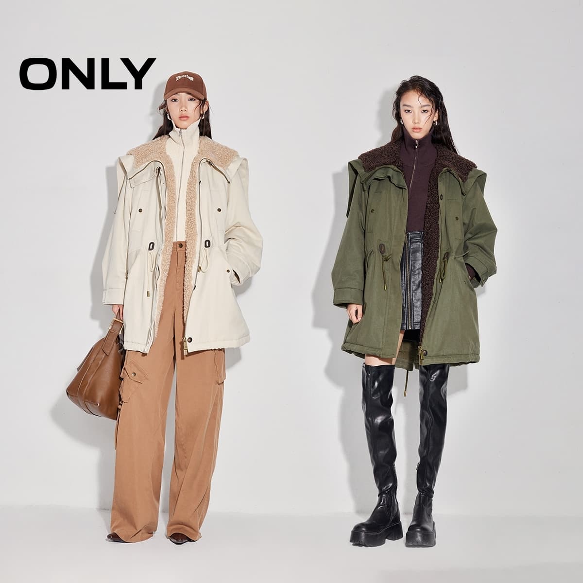 アウトドアファッション 防寒ボアカラーミリタリーコート