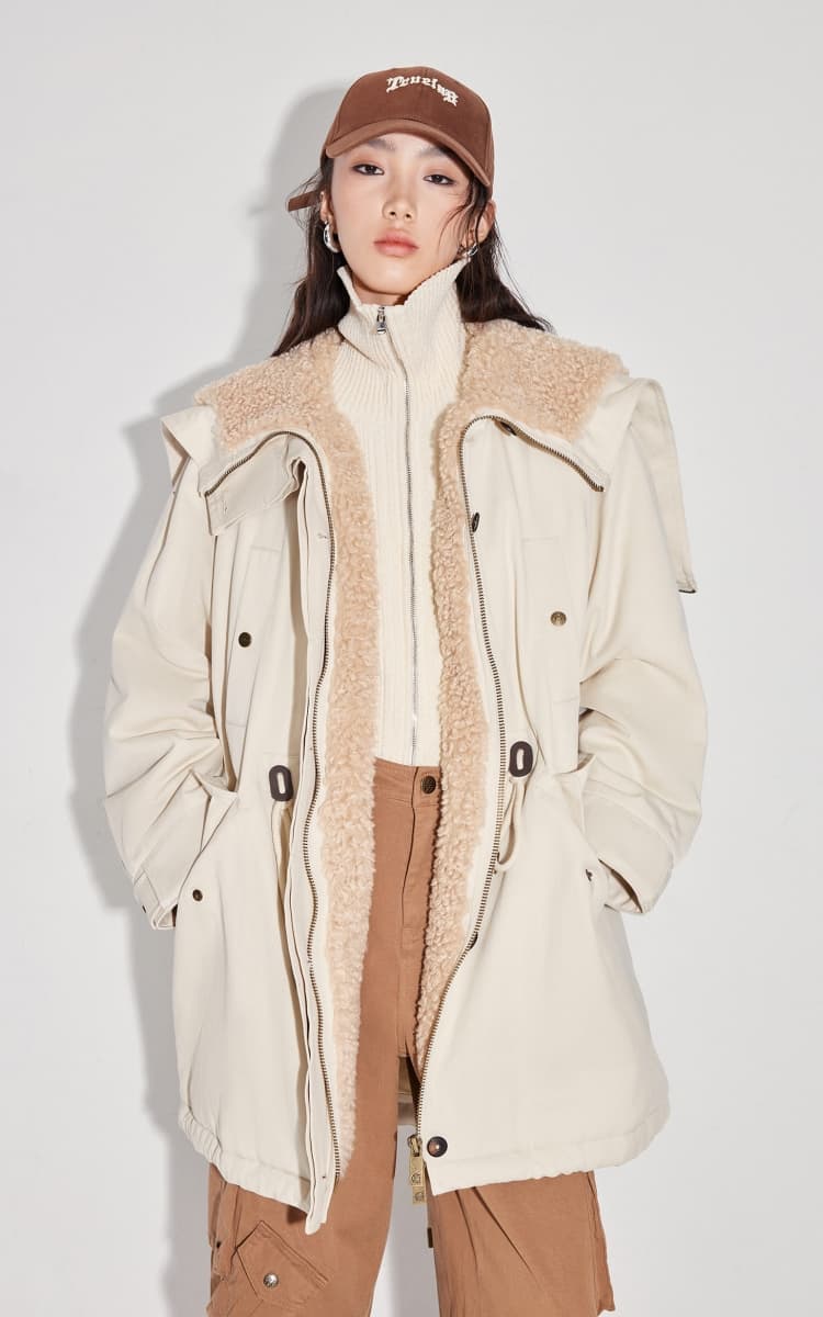 アウトドアファッション 防寒ボアカラーミリタリーコート