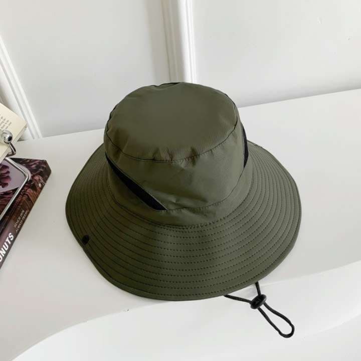 アウトドアファッション 速乾メッシュ付き つば広 サファリハット