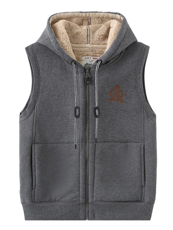 アウトドアファッション 裏ボア付き保温ベスト フード付き