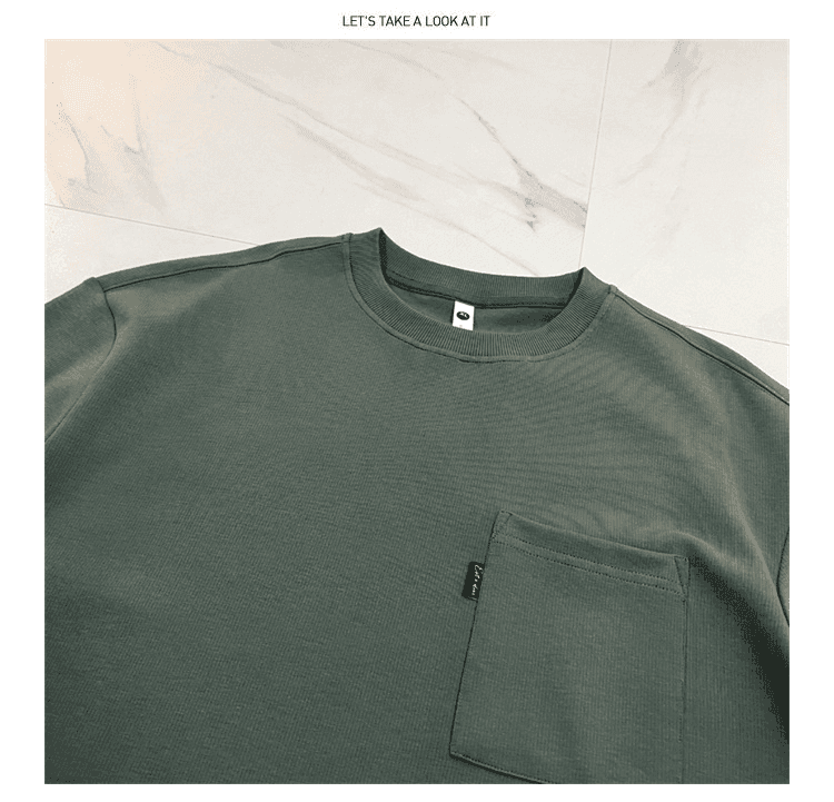 アウトドアファッション シンプル 胸ポケット付き長袖トップス