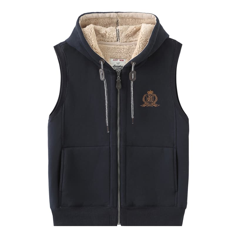 アウトドアファッション 裏ボア付き保温ベスト フード付き