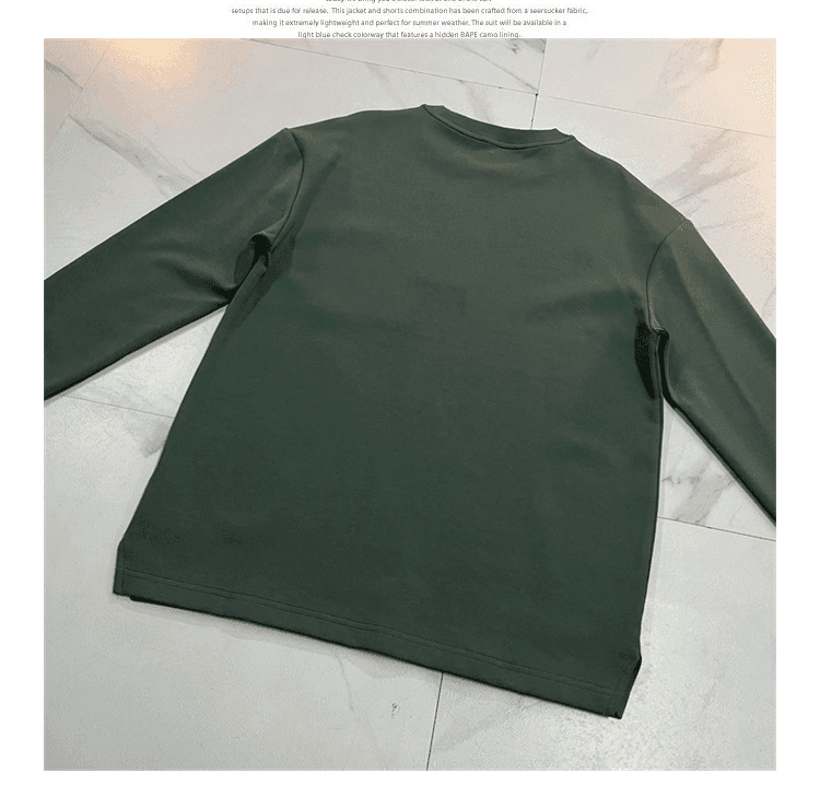 アウトドアファッション シンプル 胸ポケット付き長袖トップス