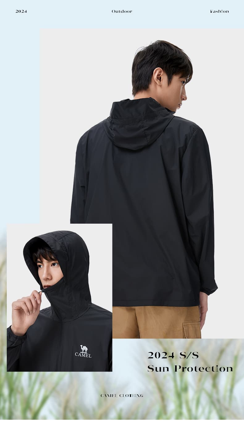 アウトドアファッション 砂漠を駆けるフード付き薄手ジャケット