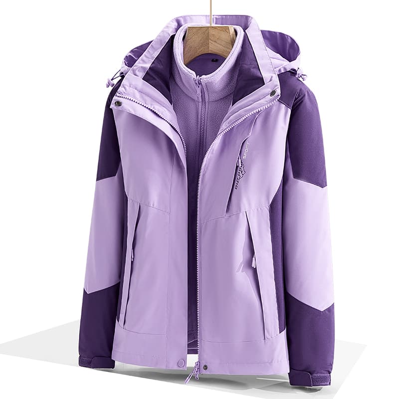 アウトドアファッション 防寒機能付き二重構造マウンテンパーカー