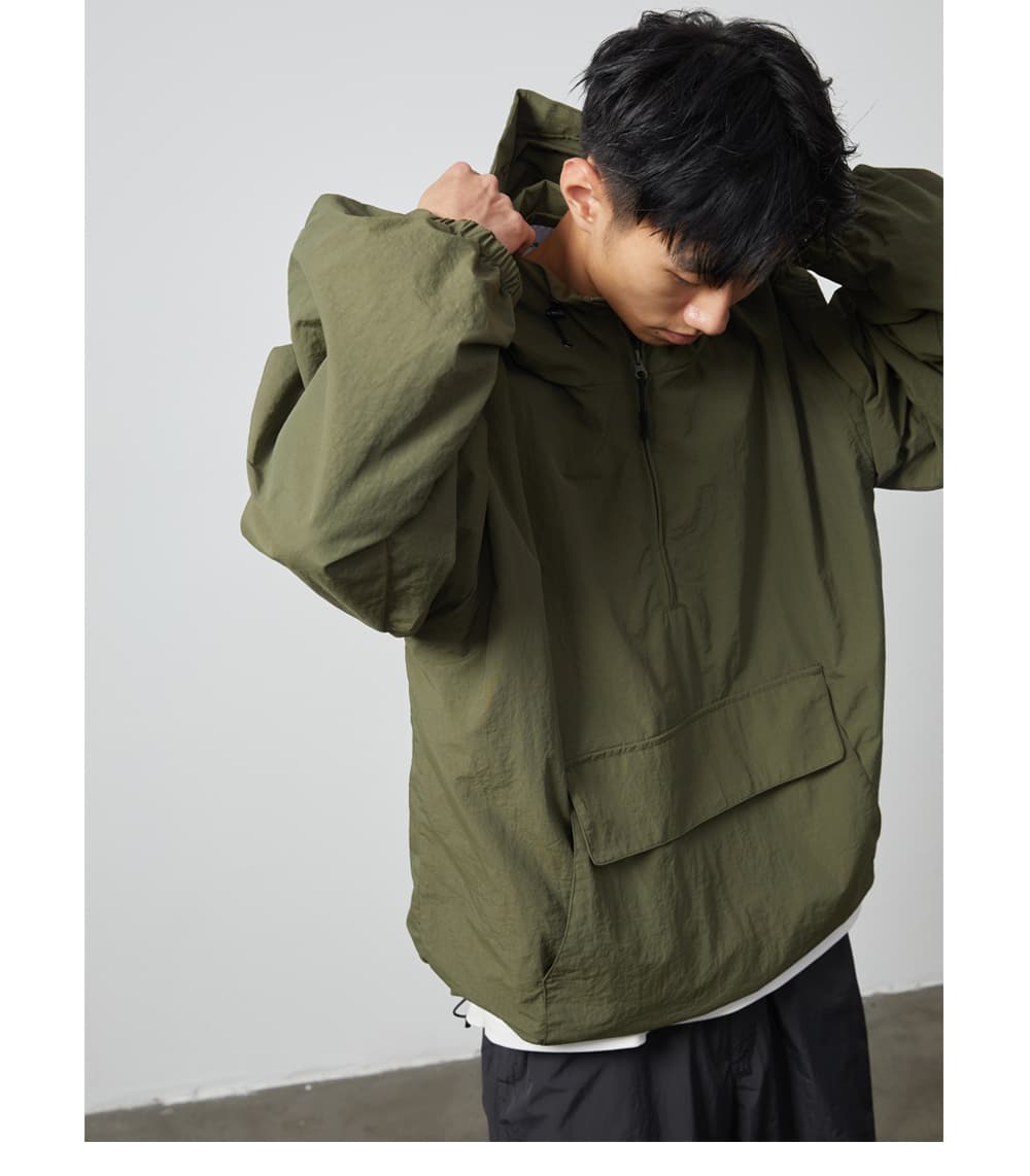 アウトドアファッション フード付き半袖アノラックパーカー