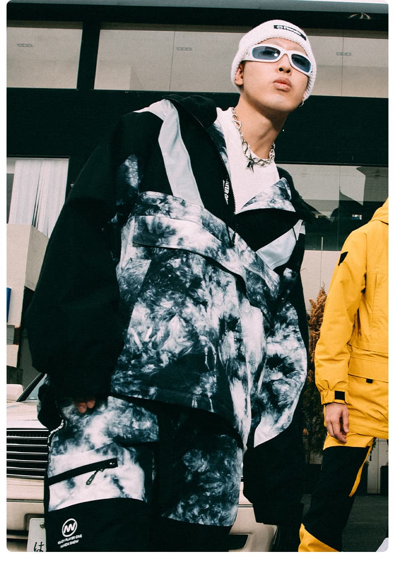 アウトドアファッション 雪山モードタイダイ柄セットアップ