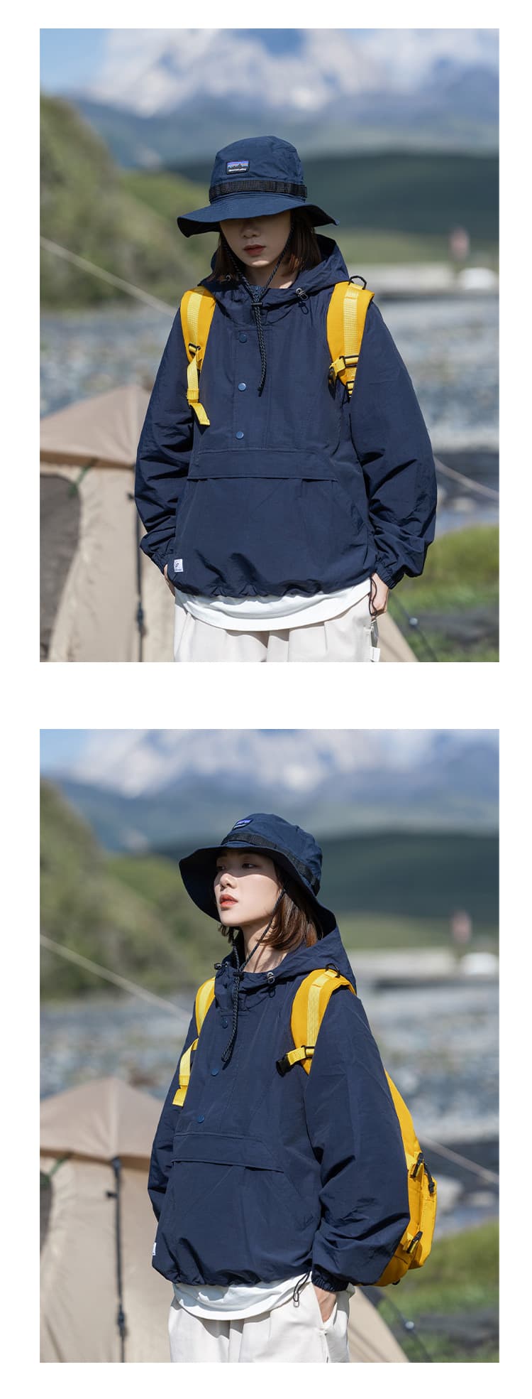 アウトドアファッション 山麓フードプルオーバー