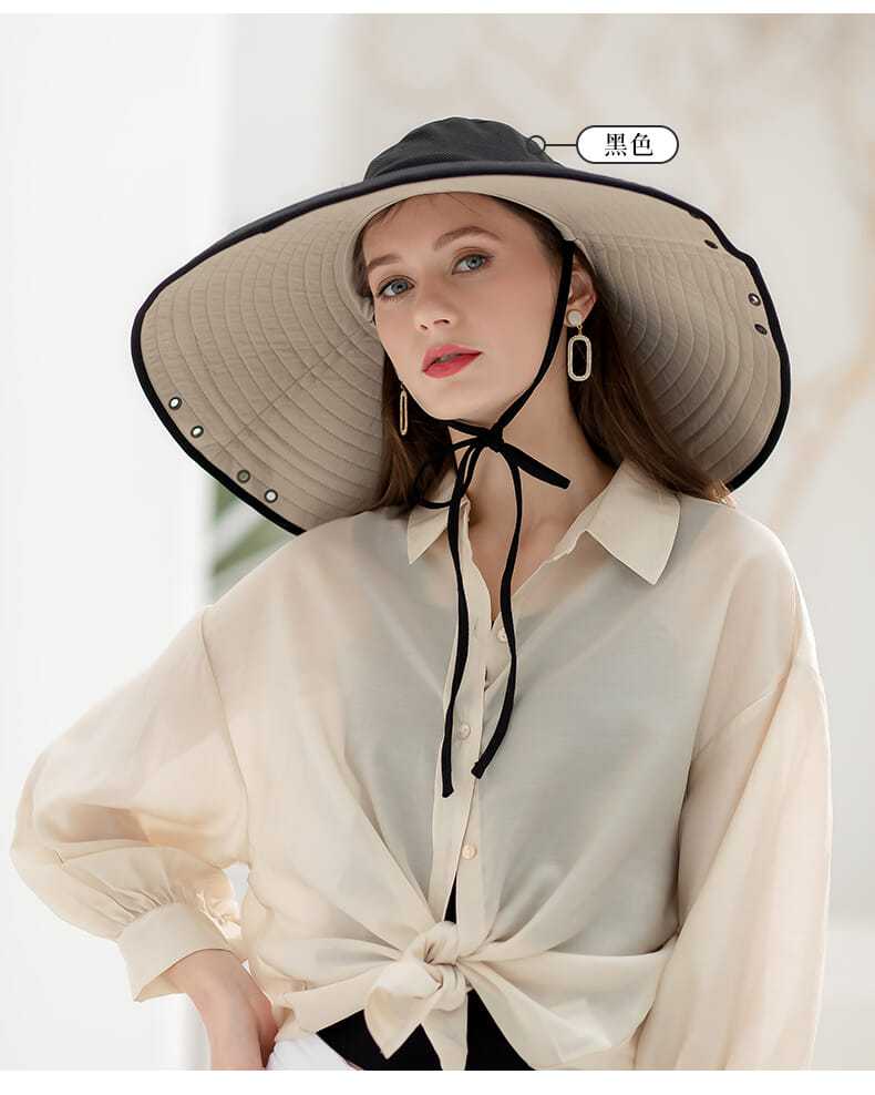 アウトドアファッション アウトドアファッション 優雅なつば広リボン付き日よけ帽