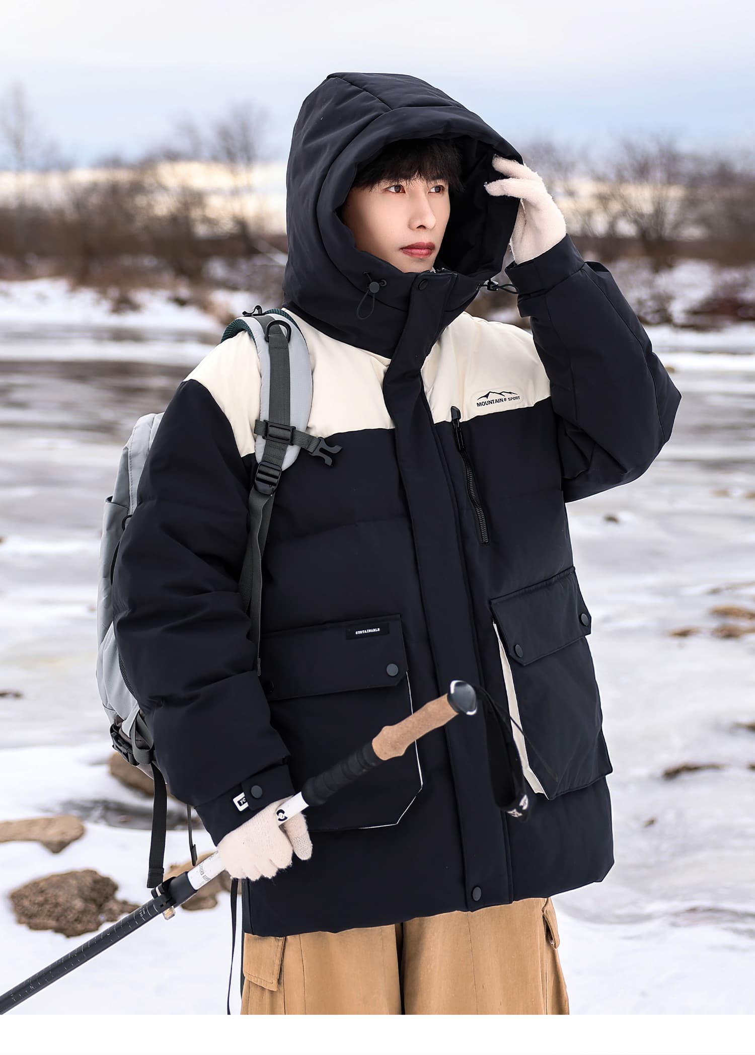 アウトドアファッション 防寒アウトドアダウンジャケット