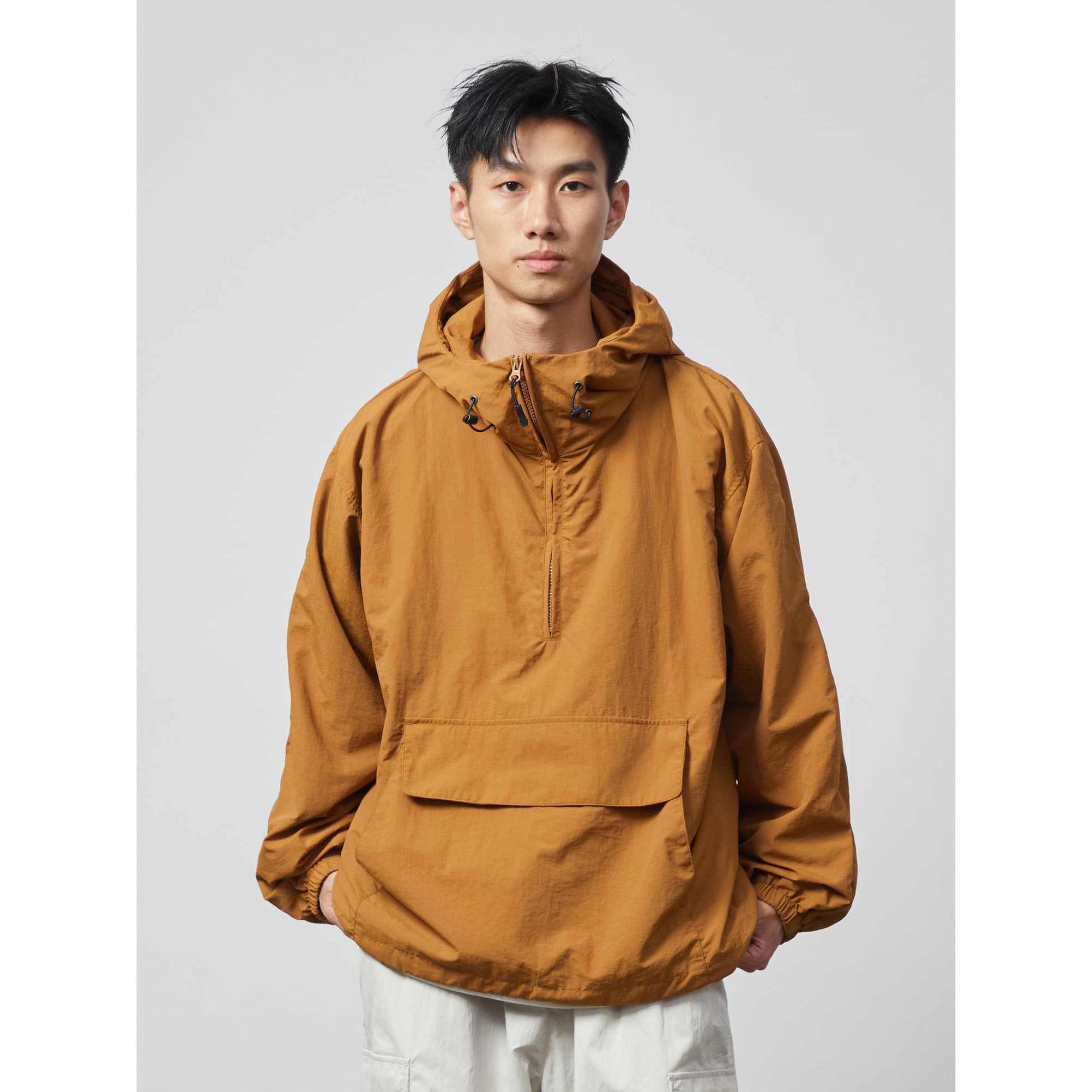 アウトドアファッション フード付き半袖アノラックパーカー