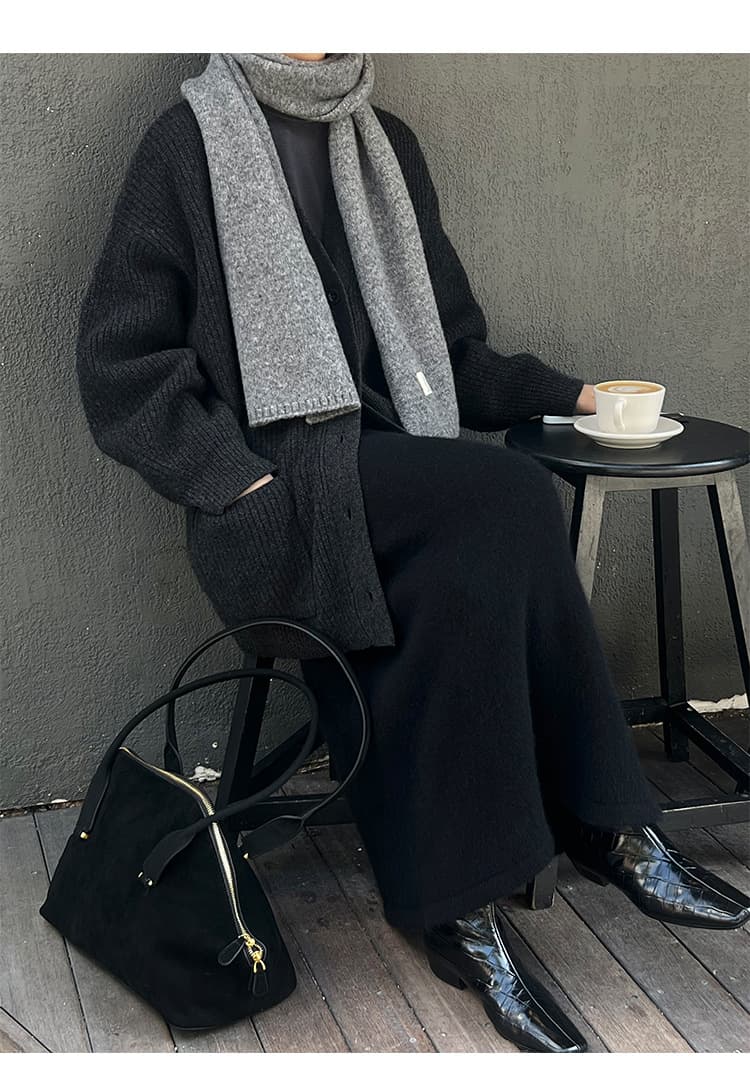 アウトドアファッション こなれ感オーバーサイズニットカーディガン