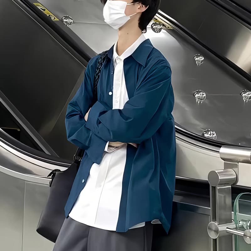 アウトドアファッション シンプル都会風ゆったり羽織りシャツ