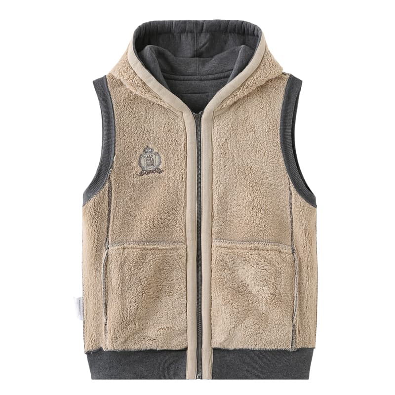アウトドアファッション 裏ボア付き保温ベスト フード付き