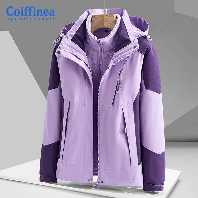 アウトドアファッション 防寒機能付き二重構造マウンテンパーカー