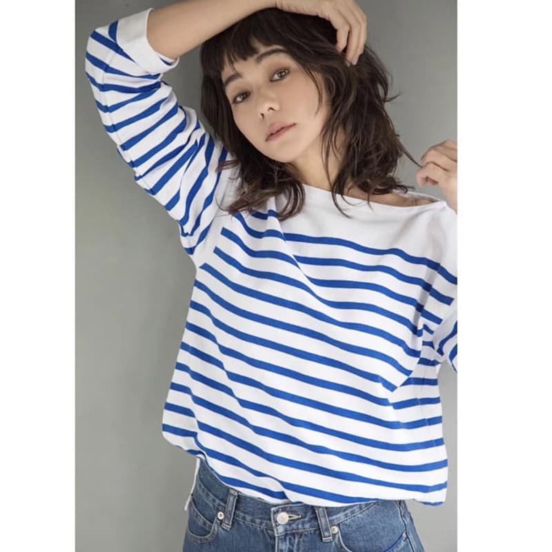 アウトドアファッション 爽やか横縞ボーダーマリントップス