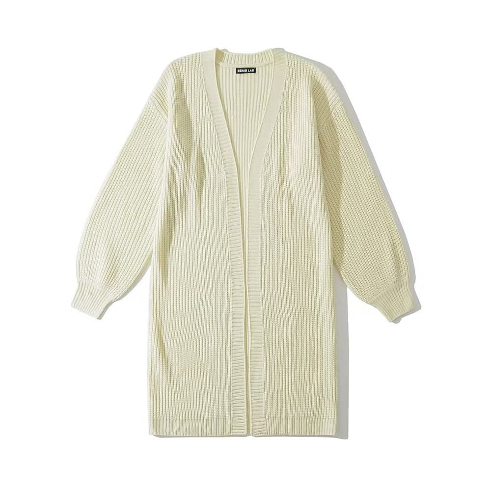 アウトドアファッション ゆったりロングニットカーディガン