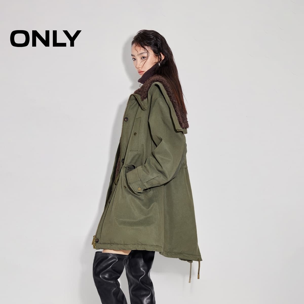 アウトドアファッション 防寒ボアカラーミリタリーコート