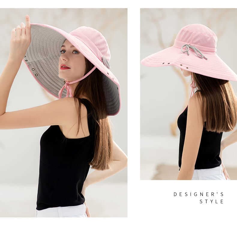 アウトドアファッション アウトドアファッション 優雅なつば広リボン付き日よけ帽