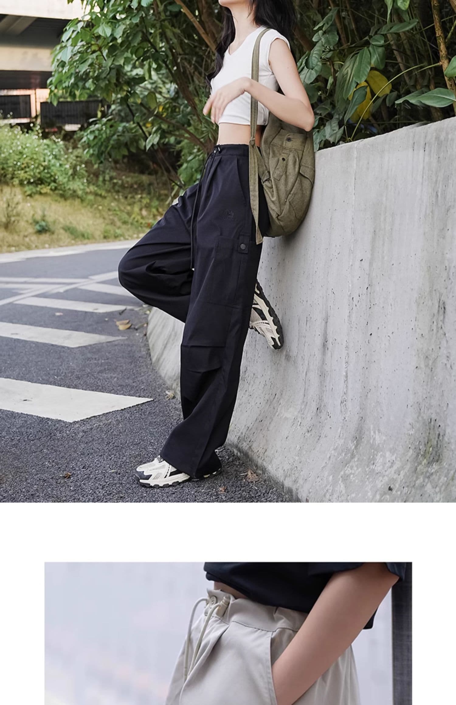 アウトドアファッション ワイドカーゴパンツ