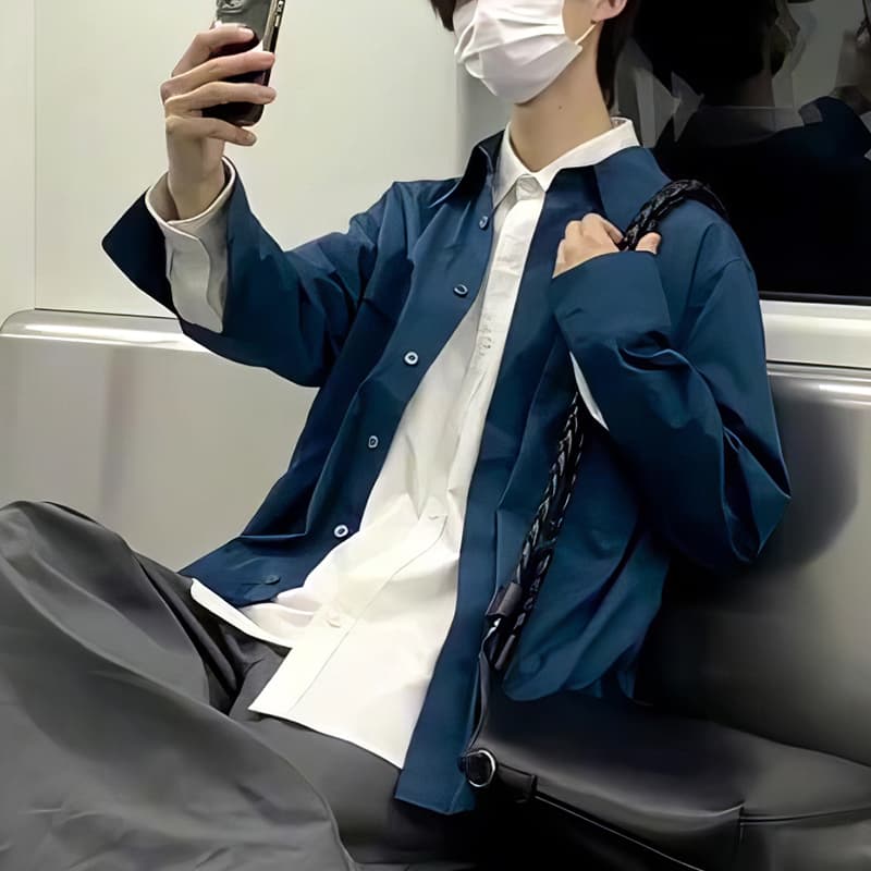 アウトドアファッション シンプル都会風ゆったり羽織りシャツ