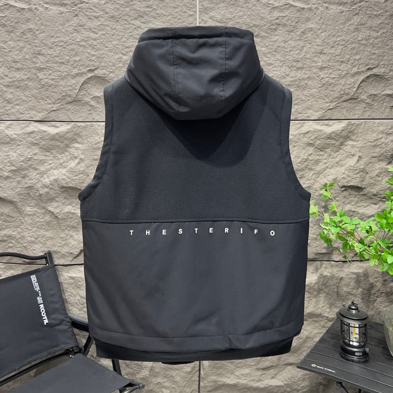 アウトドアファッション 防寒ダウンベスト フード付き