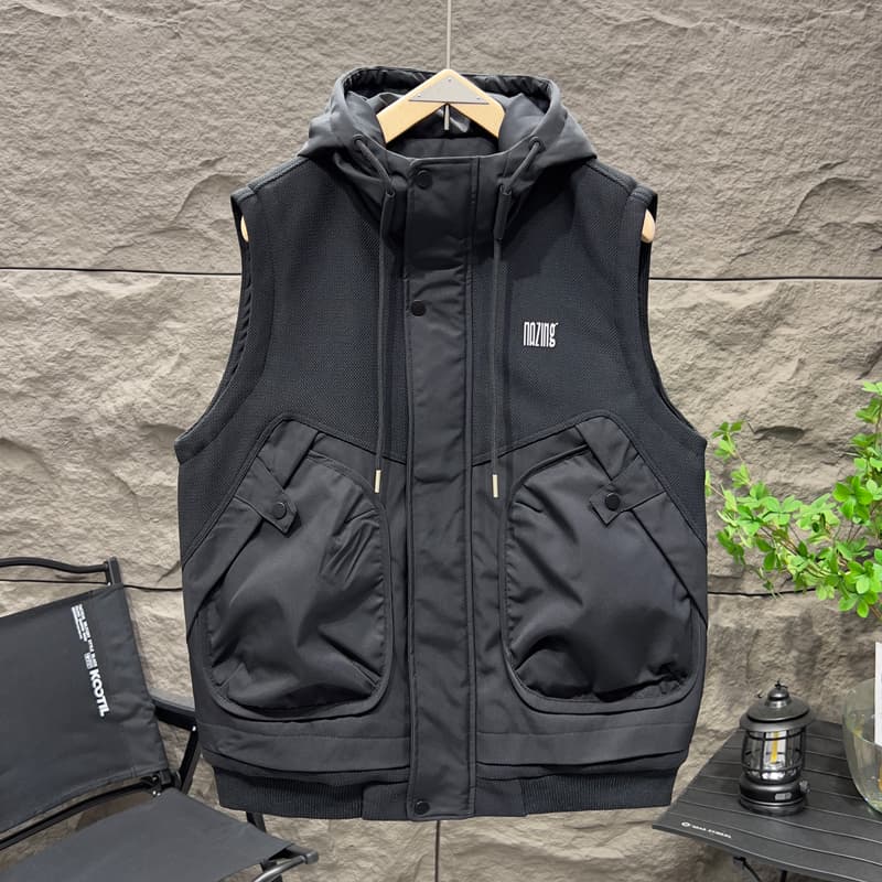 アウトドアファッション 防寒ダウンベスト フード付き