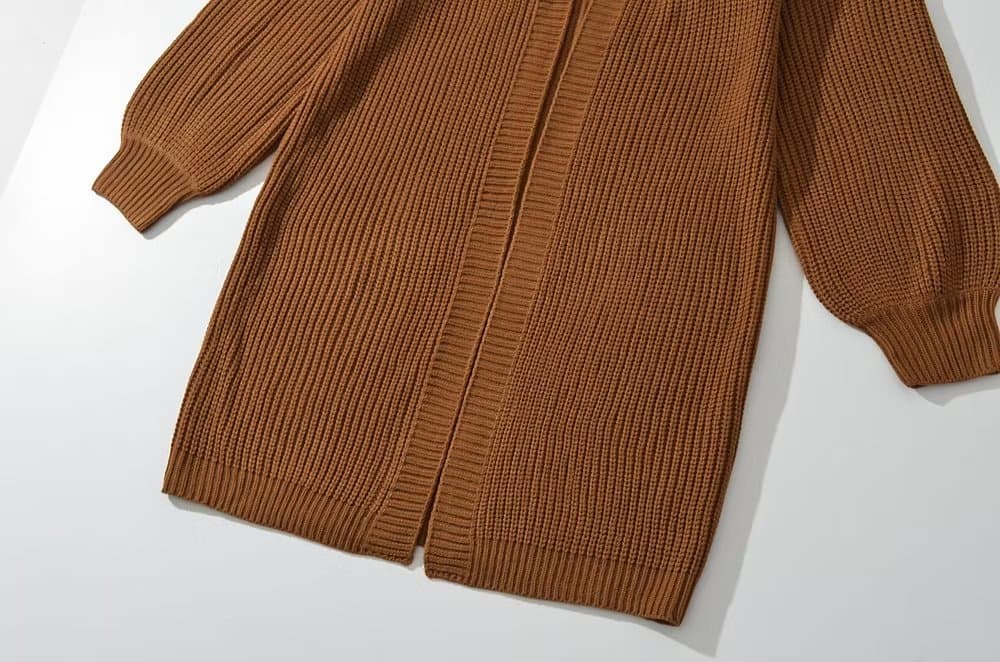 アウトドアファッション ゆったりロングニットカーディガン