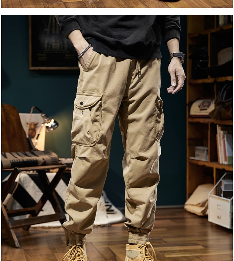 アウトドアファッション 機能性ポケット付きジョガーパンツ