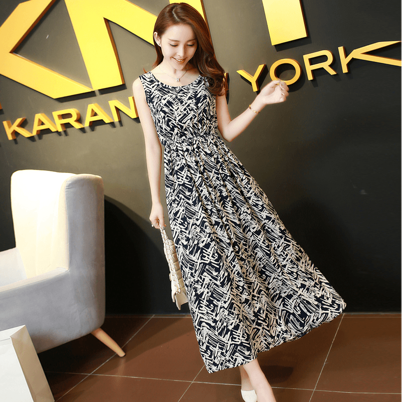 アウトドアファッション 幾何学模様のマキシワンピース