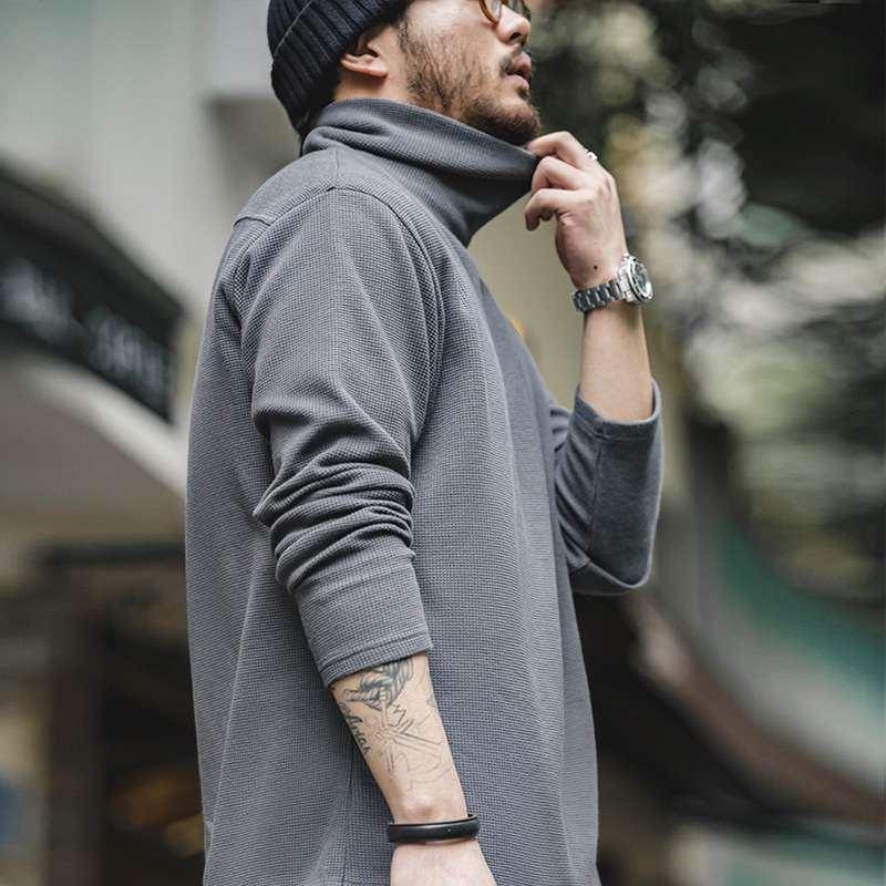 アウトドアファッション リブ編み柔らか タートルニットセーター