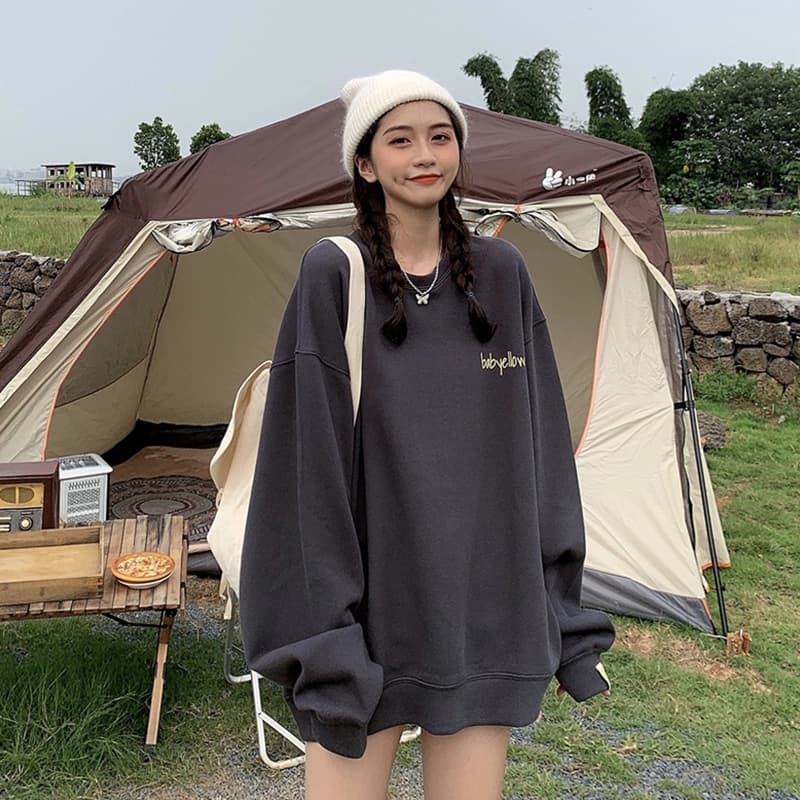 アウトドアファッション ゆったりビッグシルエット裏起毛トレーナー