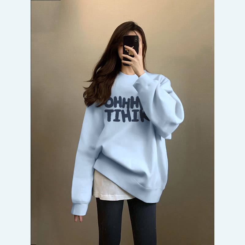 アウトドアファッション ゆったりロゴ入り裏起毛スウェット