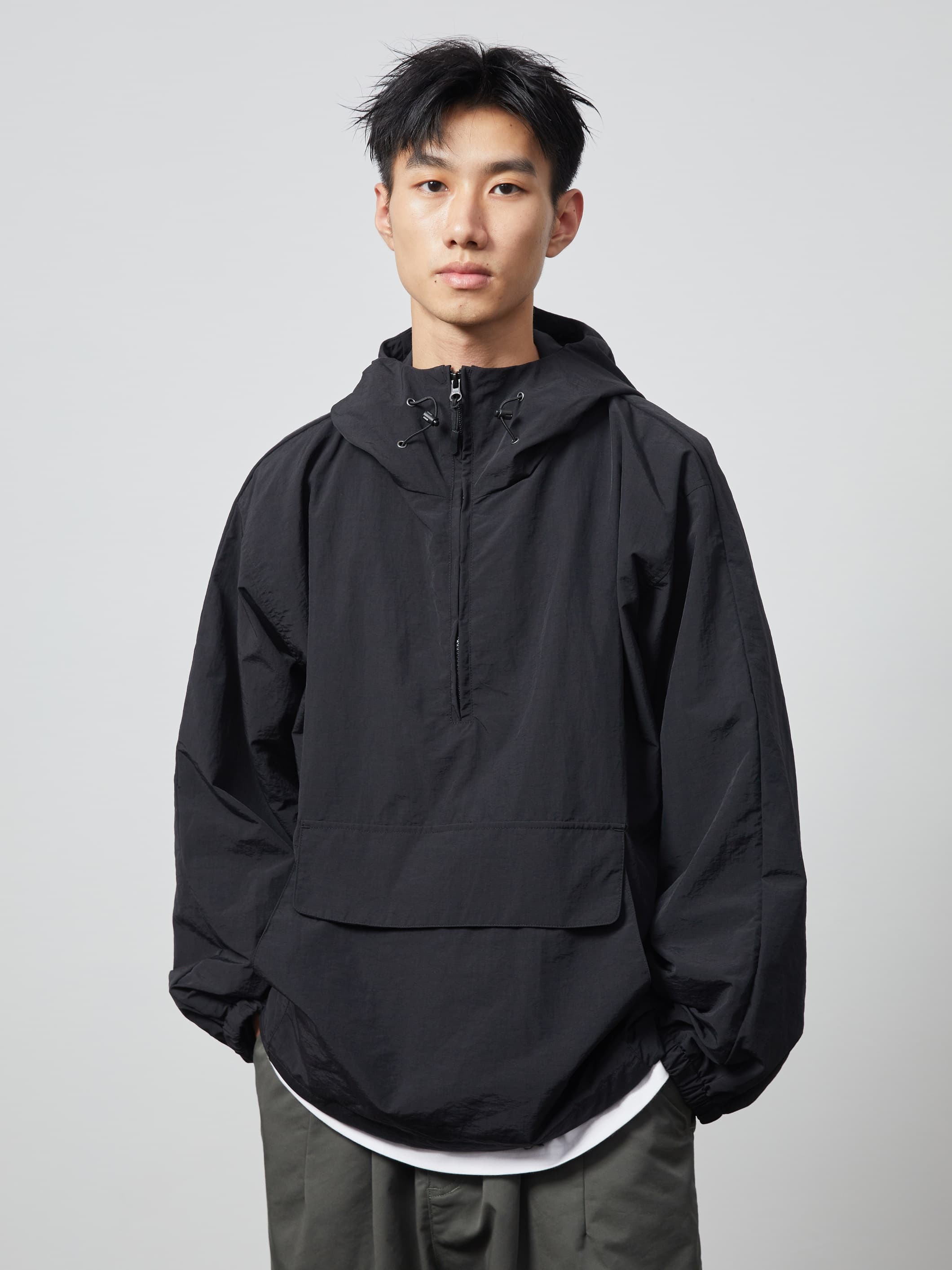 アウトドアファッション フード付き半袖アノラックパーカー