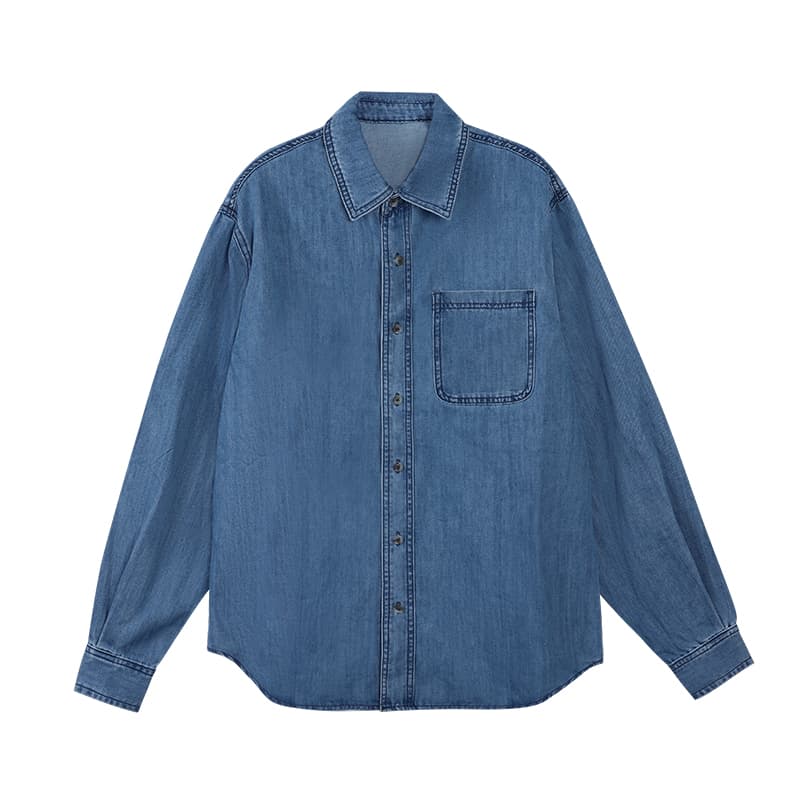 アウトドアファッション 山歩きデニムシャツワンピース