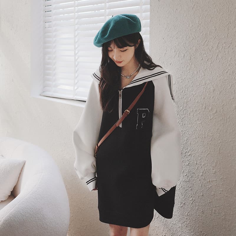 アウトドアファッション セーラーカラー ワンピース 帽子セット