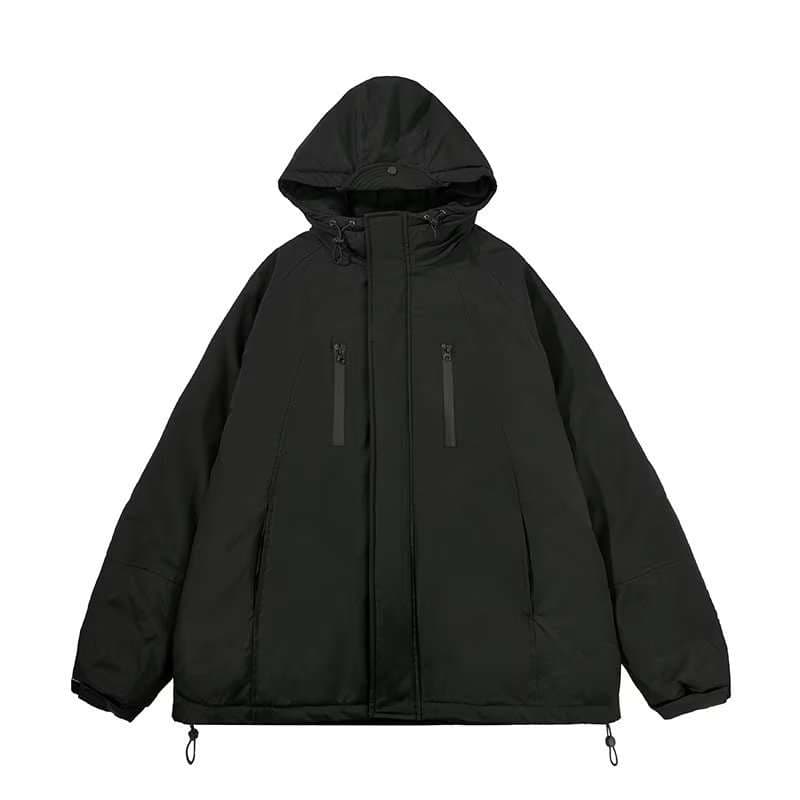アウトドアファッション 防寒性抜群 ビッグシルエット中綿フードジャケット