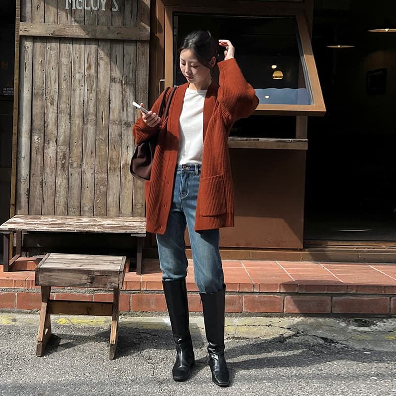 アウトドアファッション こなれ感オーバーサイズニットカーディガン