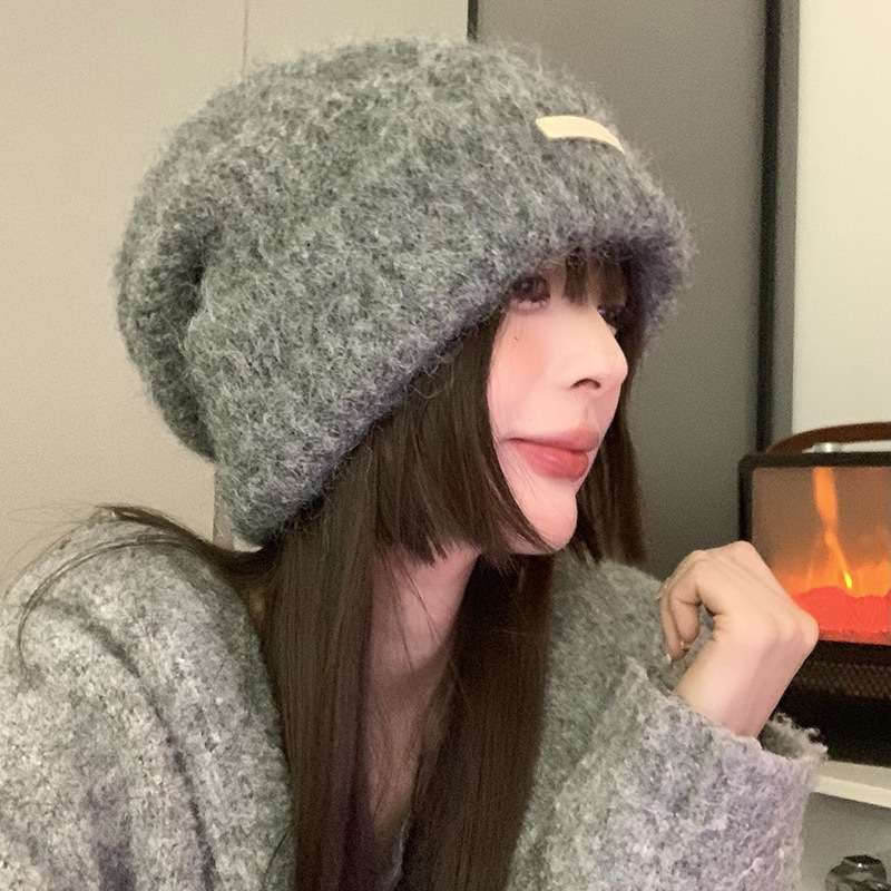 アウトドアファッション もこもこ二重編みニット帽