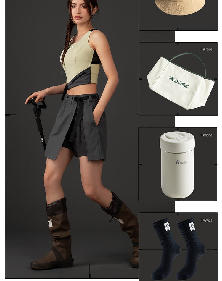 アウトドアファッション ラップデザイン機能性ショートスカート
