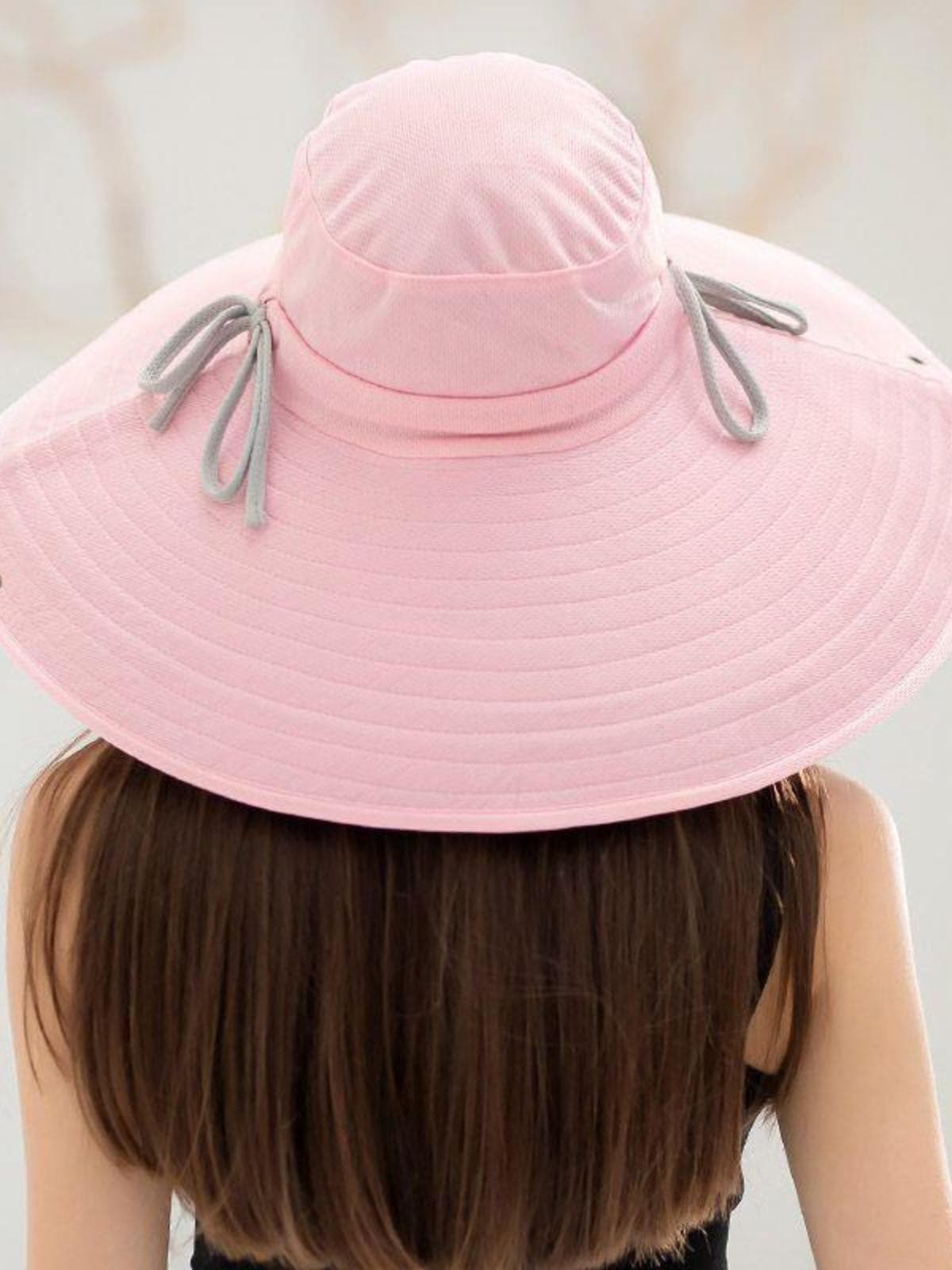 アウトドアファッション アウトドアファッション 優雅なつば広リボン付き日よけ帽