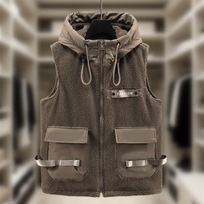 アウトドアファッション フード付き保温ユーティリティベスト