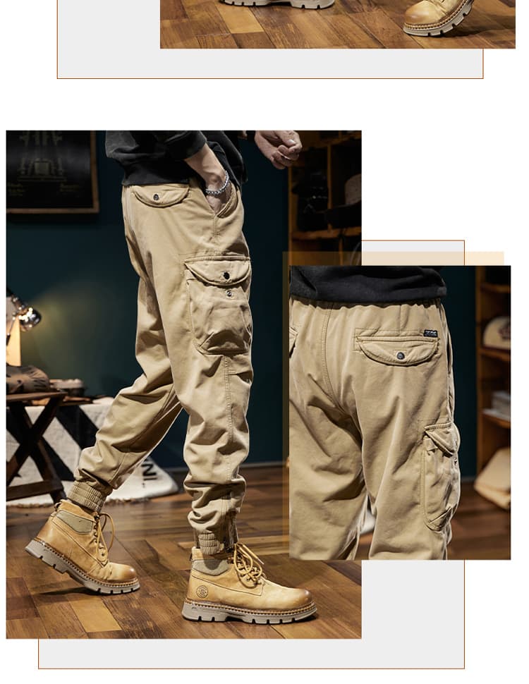 アウトドアファッション 機能性ポケット付きジョガーパンツ