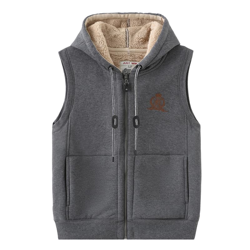 アウトドアファッション 裏ボア付き保温ベスト フード付き