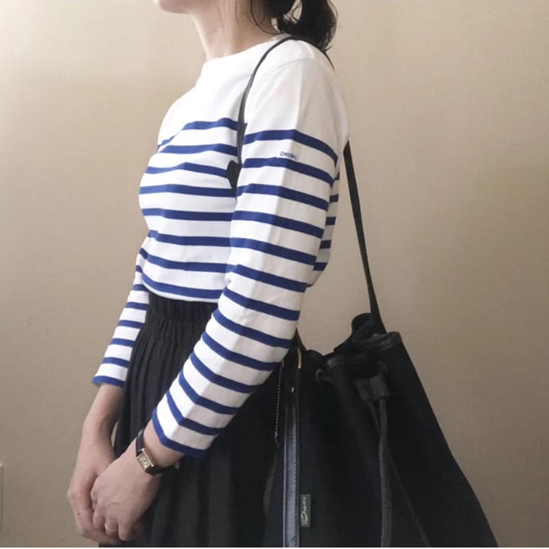アウトドアファッション 爽やか横縞ボーダーマリントップス