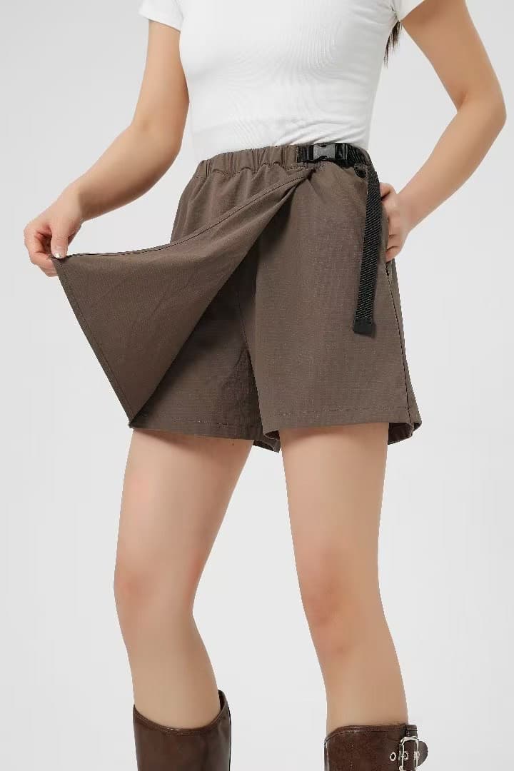 アウトドアファッション ラップ調整ベルト付きショートスカート