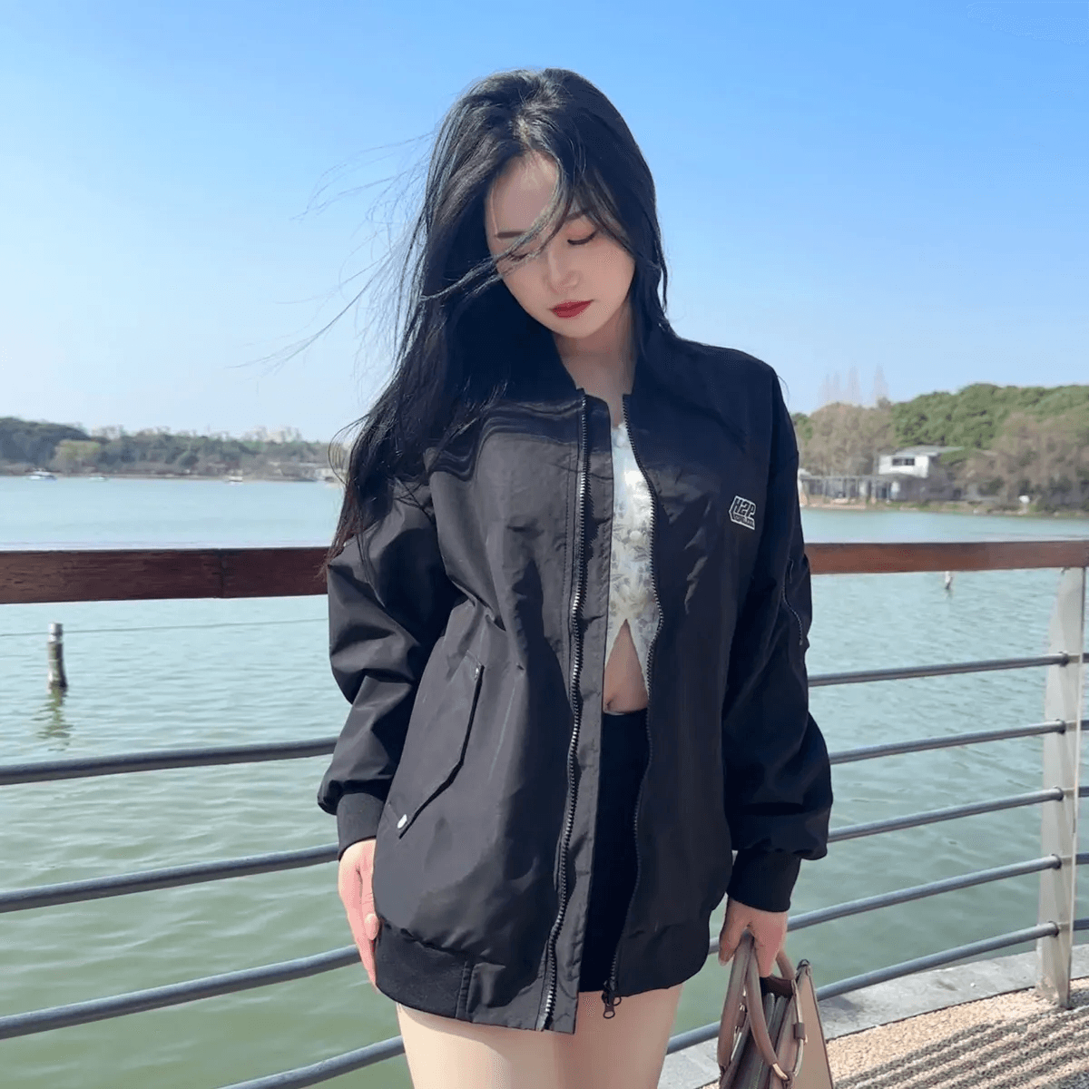 アウトドアファッション シンプル ジップアップ ブルゾン