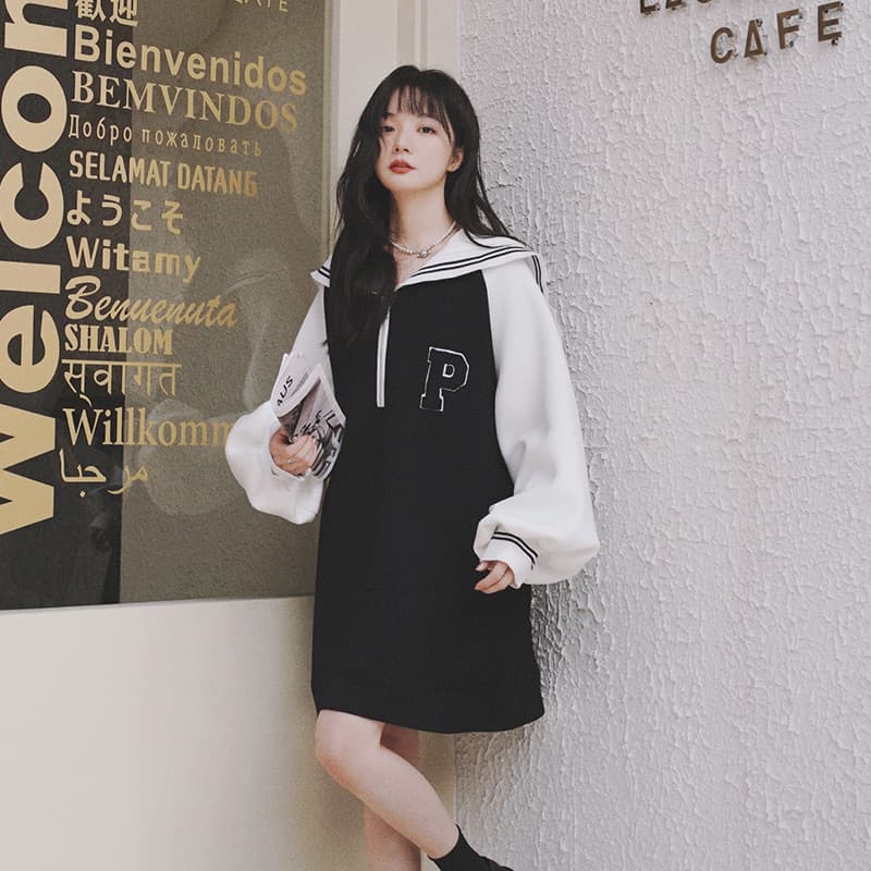 アウトドアファッション セーラーカラー ワンピース 帽子セット