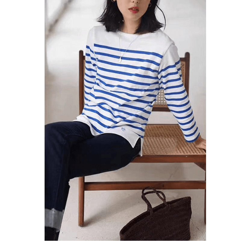 アウトドアファッション 爽やか横縞ボーダーマリントップス